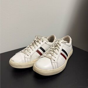 Moncler White Sneakers with Red and Blue Stripes